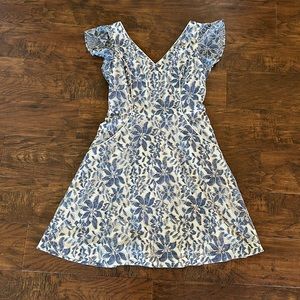 Blue and ivory lace dress